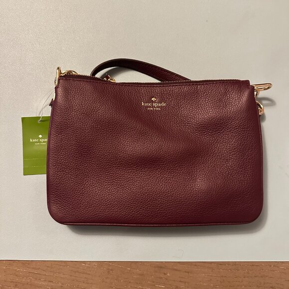 NWT KAte Spade Madelyne Larchmont Avenue Deep Plum Leather Crossbody Bag - Picture 1 of 8